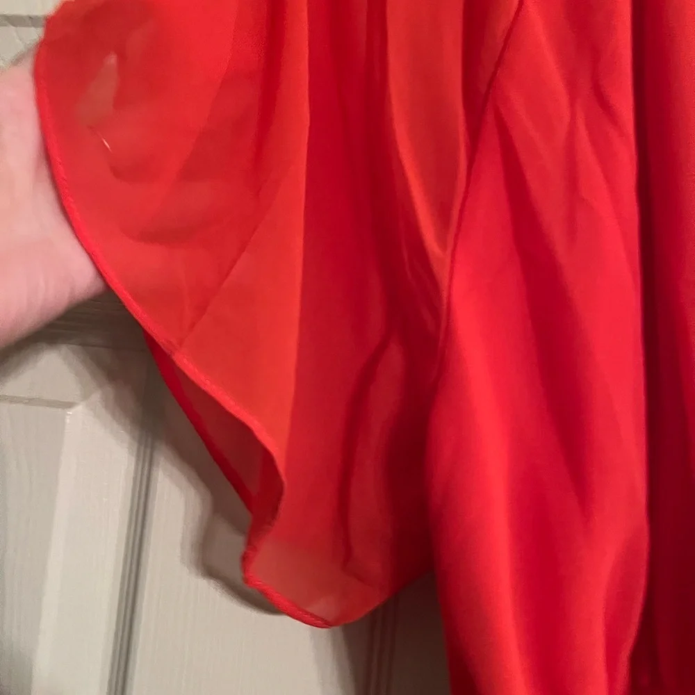 Umgee Boutique Women's Coral Red Soft Pleated Skirt  Tie Dress NWT M #2329